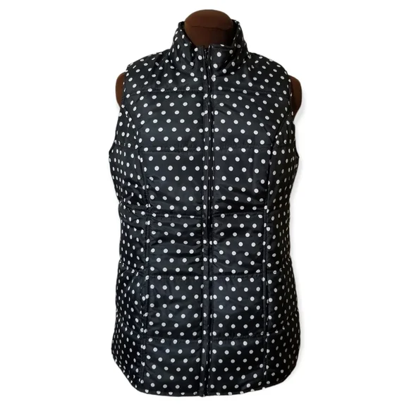 Woman Within Polkadot Black and White Warm Vest Woman Size M - Picture 1 of 8